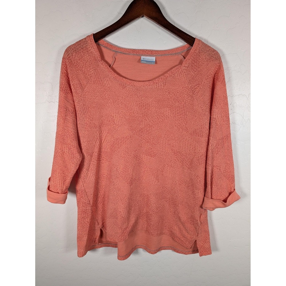 Columbia Tunic Womens Large Pink Textured Knit Raglan 3/4‎ Sleeve Lightweight